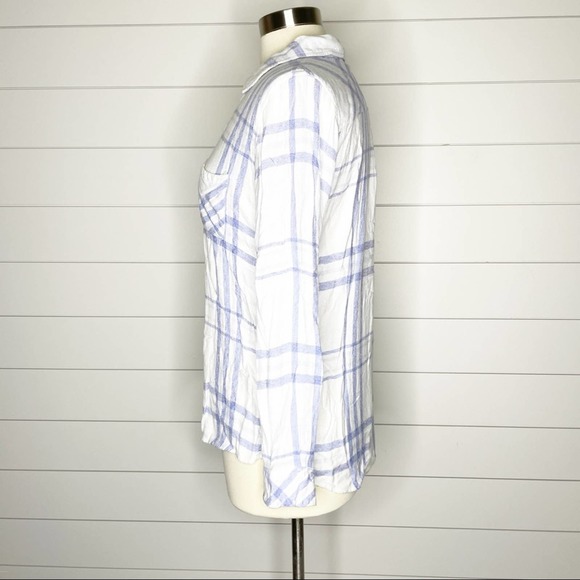 Rails Hunter Plaid Soft Flannel Button Up Shirt Blue White Size Small - Picture 7 of 10